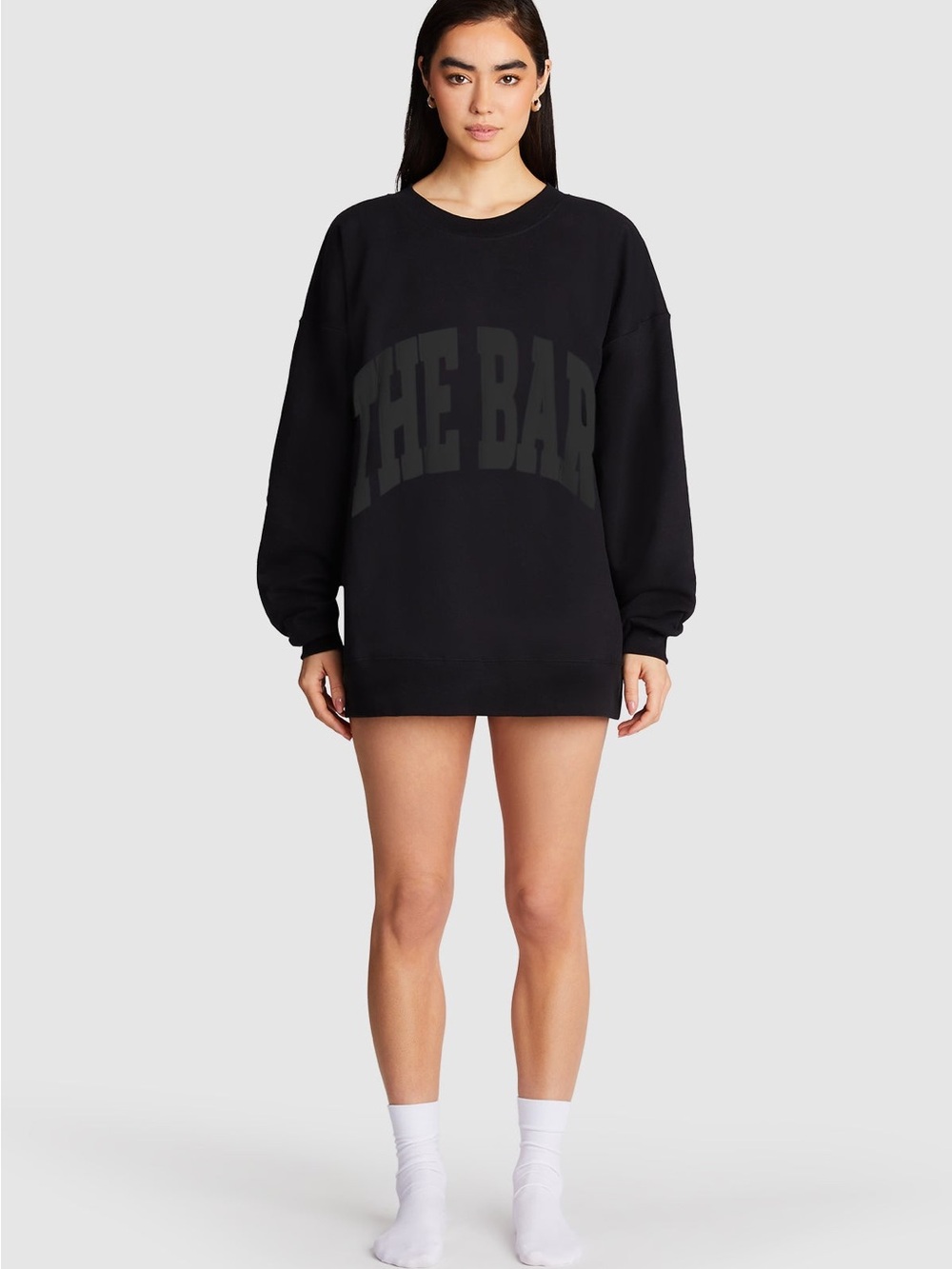 The Bar Black Crewneck Sweatshirt with Raised Logo